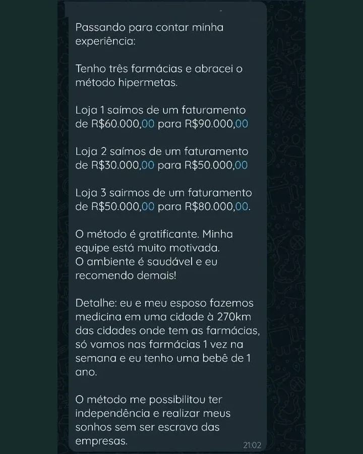 Conversa: três farmácias saindo de R$60, R$30 e R$50 mil para R$90, R$50 e R$80 mil