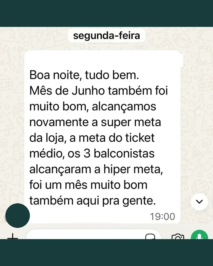 Conversa: super meta da loja, meta de ticket médio e 3 balconistas na hiper meta