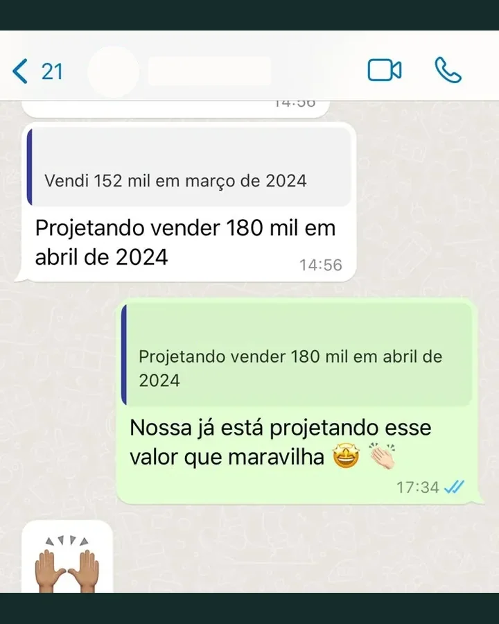 Conversa: de R$152 mil para projeção de R$180 mil